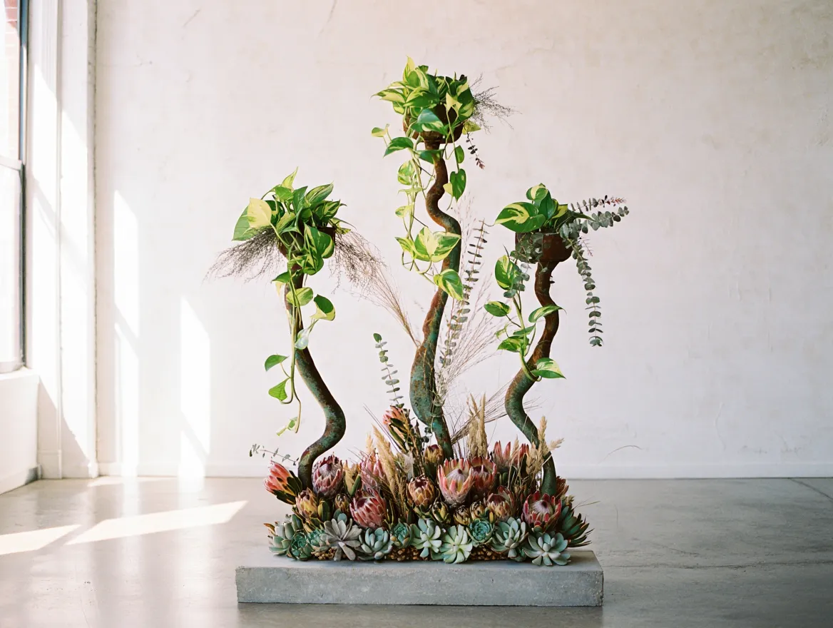 Sculptural plant arrangements